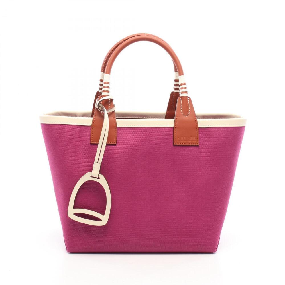 Hermes Steeple 25 Tote Bag Handbag Canvas Leather Toile Military Veau Swift W...